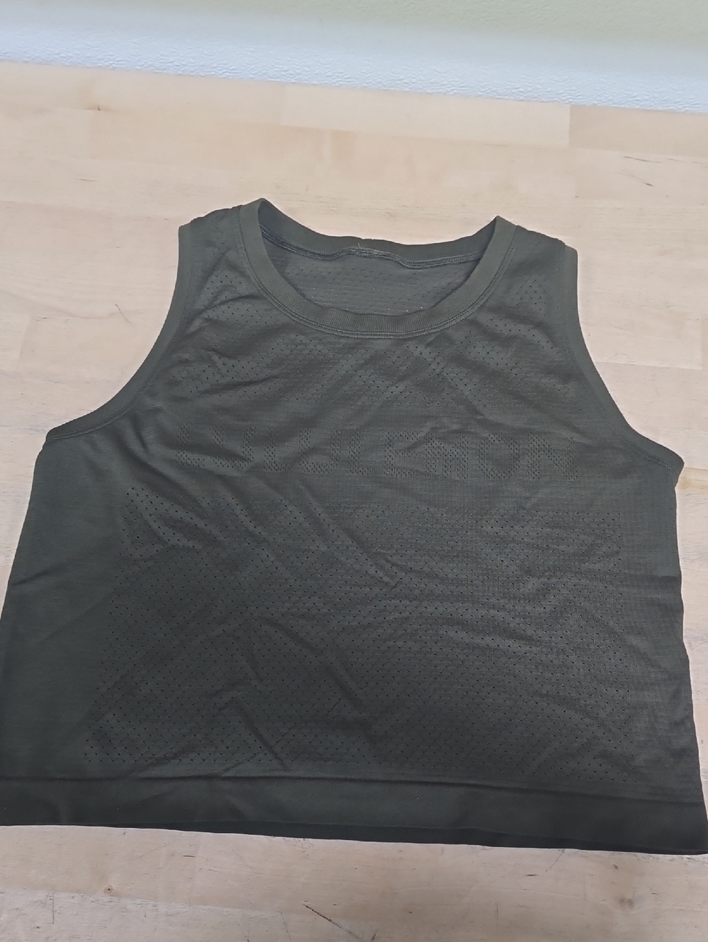 lululemon athletica Olive Green Perforated Crop Tank